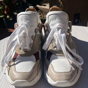 Massimo Dutti White and Tan Sneakers